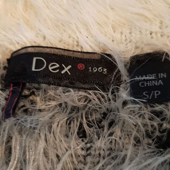 DEX Super Soft White Sweater with Black Black Design - Picture 2 of 7